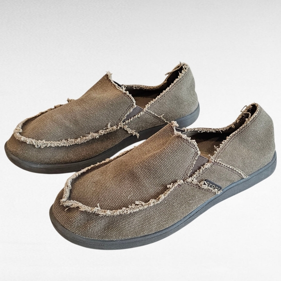 Crocs Mens Santa Cruz Frayed Canvas Slip On Loafers 11037 Size 9 - Picture 1 of 16